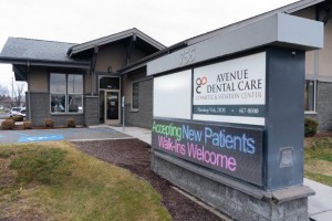 Exterior view and signage at Avenue Dental Care in Spokane WA