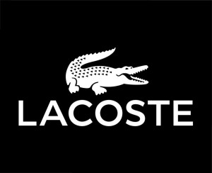lacoste brand logo symbol with name white design clothes fashion illustration with black background 