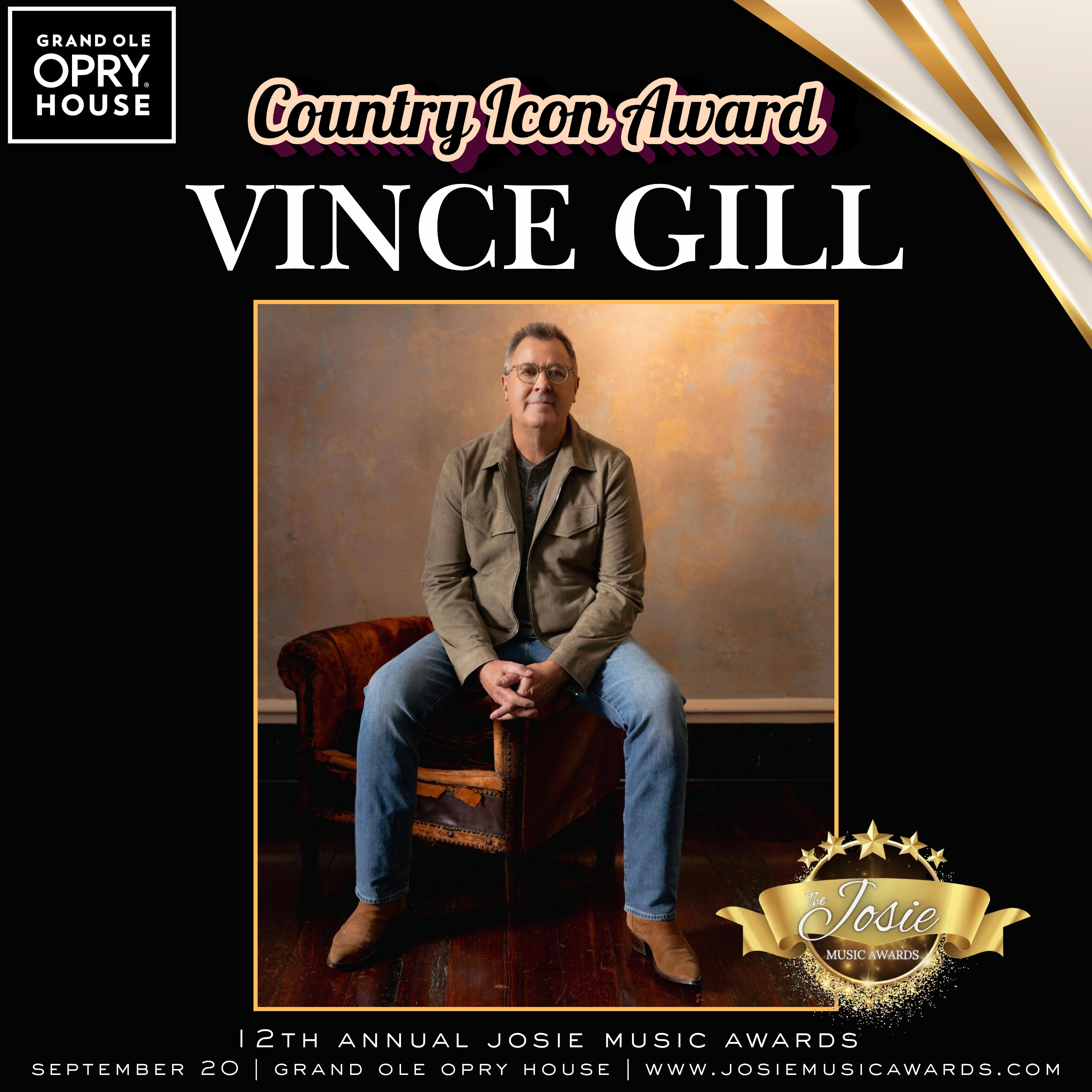 Vince Gill to Receive Country Icon Award at 12th Annual Josie Music Awards