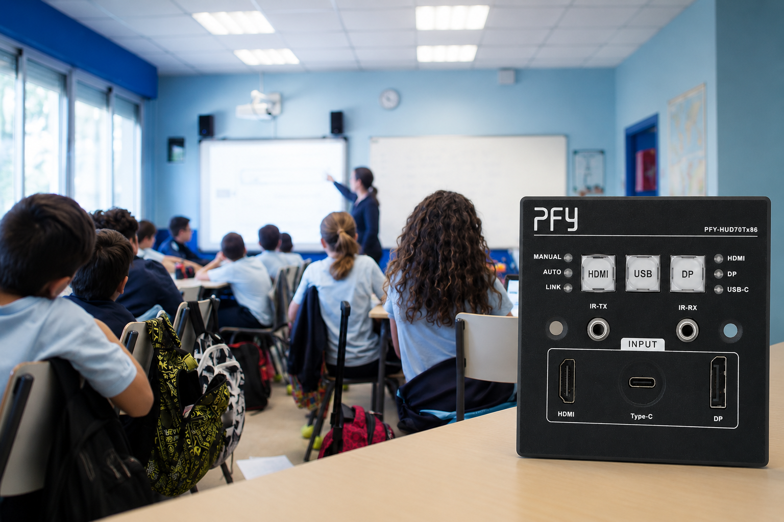 Pilotfly AV technology is designed for permanently installed media environments eg in classrooms