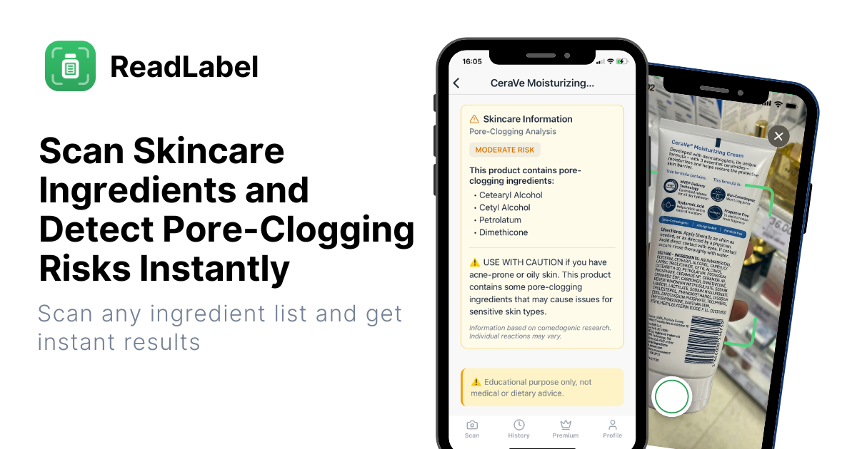 Scan Skincare Ingredients and Detect Pore Clogging Risks Instantly