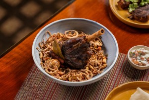 Slow-cooked Lamb Ouzi on Top of Fragrant Basmati Rice
