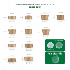 LvSheng Kraft Paper Bowl Capacity And Lid Options