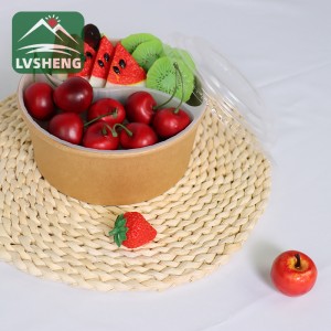 LvSheng Kraft Paper Bowl With Fresh Food And Clear Lid