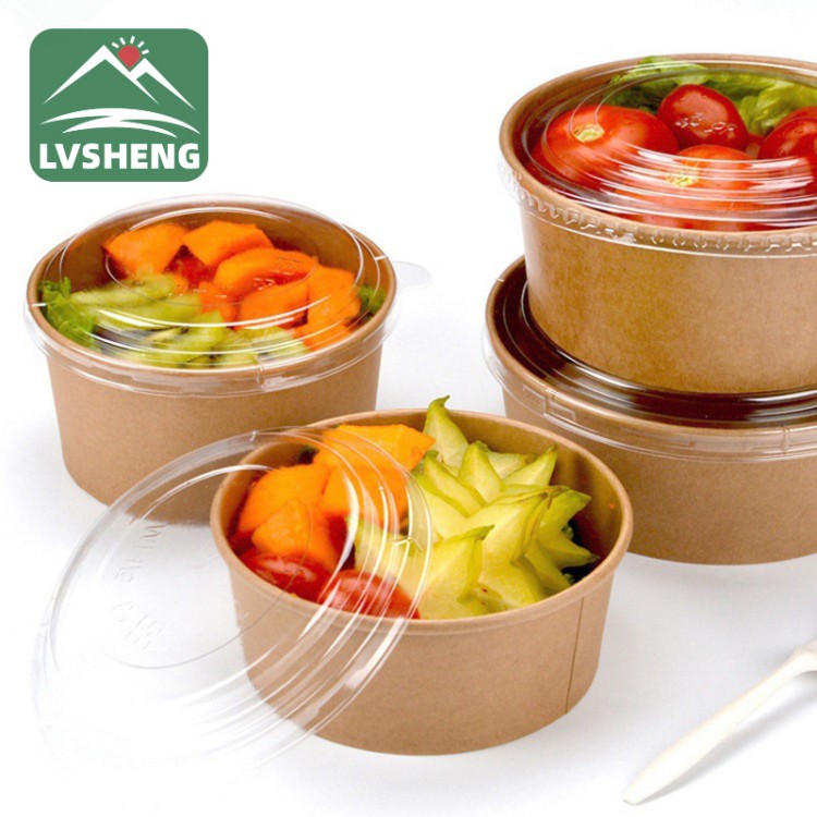 LvSheng Kraft Salad Bowls With Clear PET Lids LvSheng Kraft Salad Bowls With Clear PET Lids