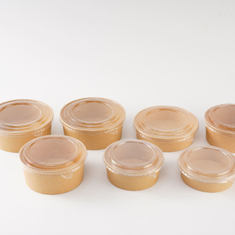 LvSheng Coordinated Kraft Bowls with Clear PET Lids 2 LvSheng Coordinated Kraft Bowls with Clear PET Lids 2