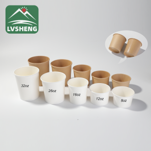 LvSheng White And Kraft Paper Soup Container Lineup