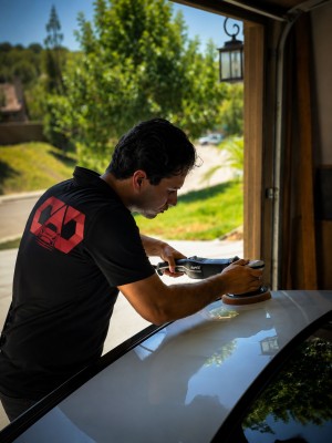 Our detailer at work — mobile service in Escondido