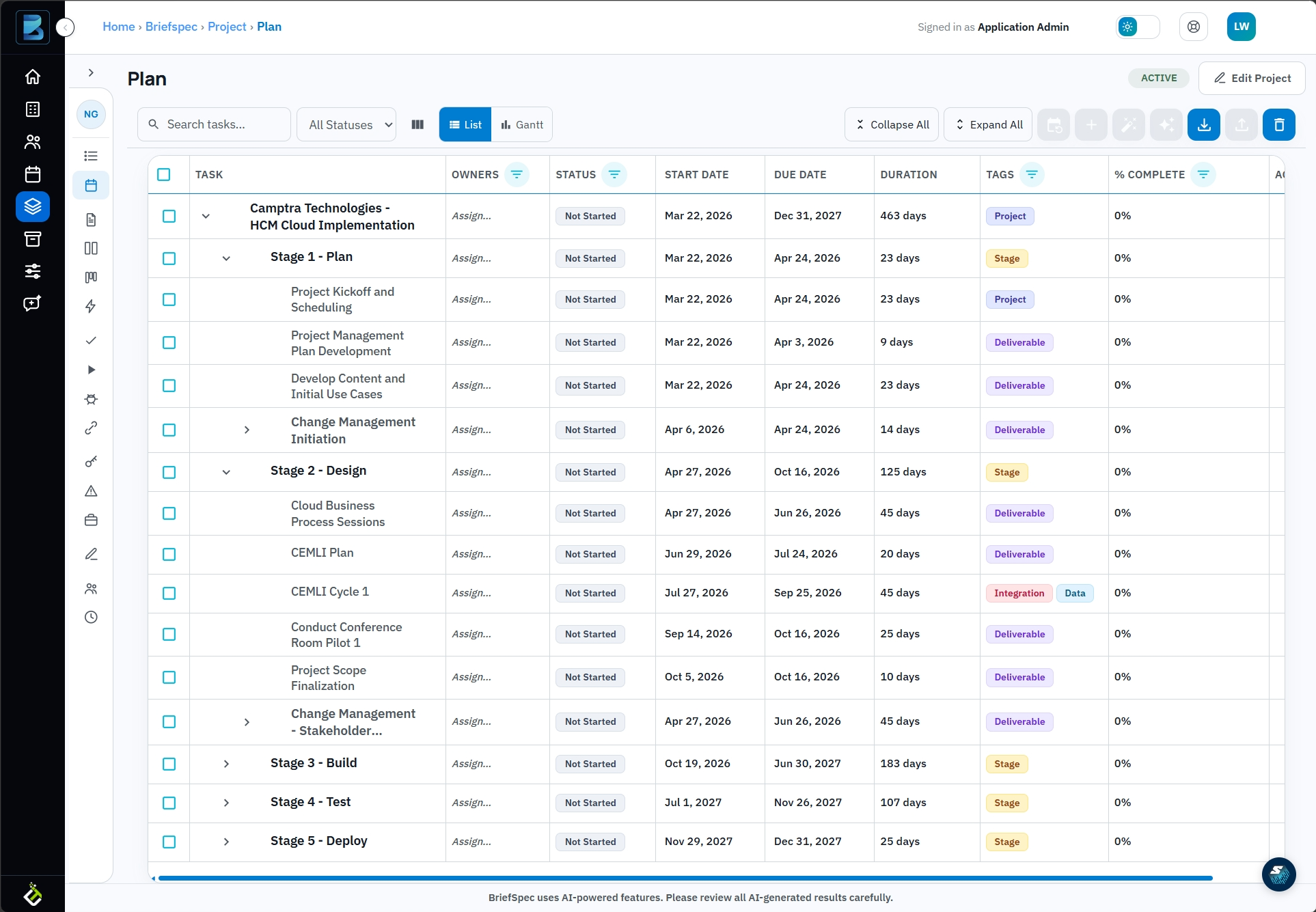 BriefSpec Project Plan 01