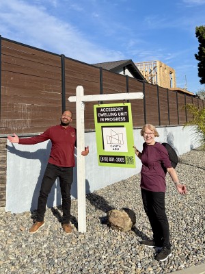 Winston Bodkin with a homeowner at an active San Diego County ADU project.