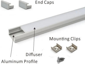 SignliteLED LED Aluminium Profile System With Diffuser End Caps And Mounting Clips
