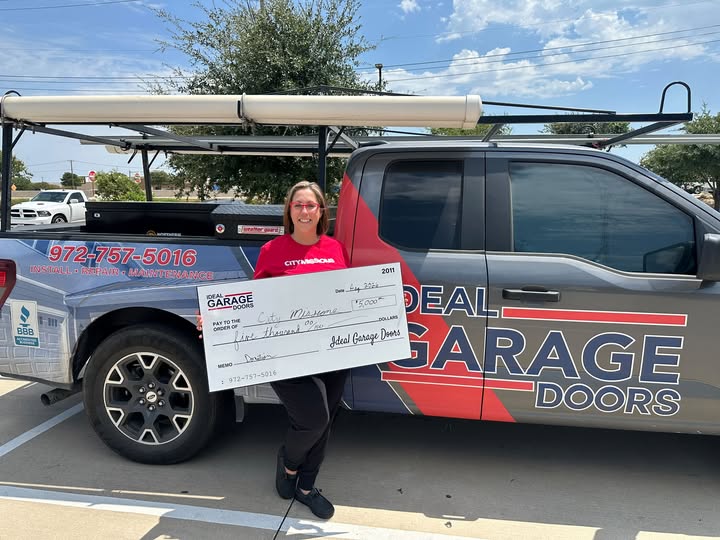 Ideal Garage Doors Donates $5,000 to City Missions in Plano