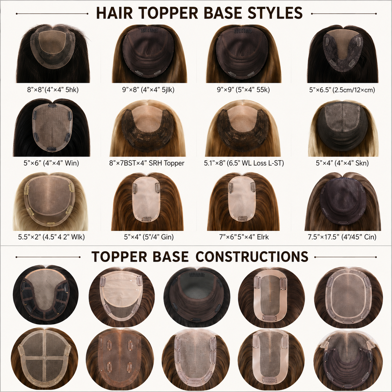 Human Hair Topper Base Types