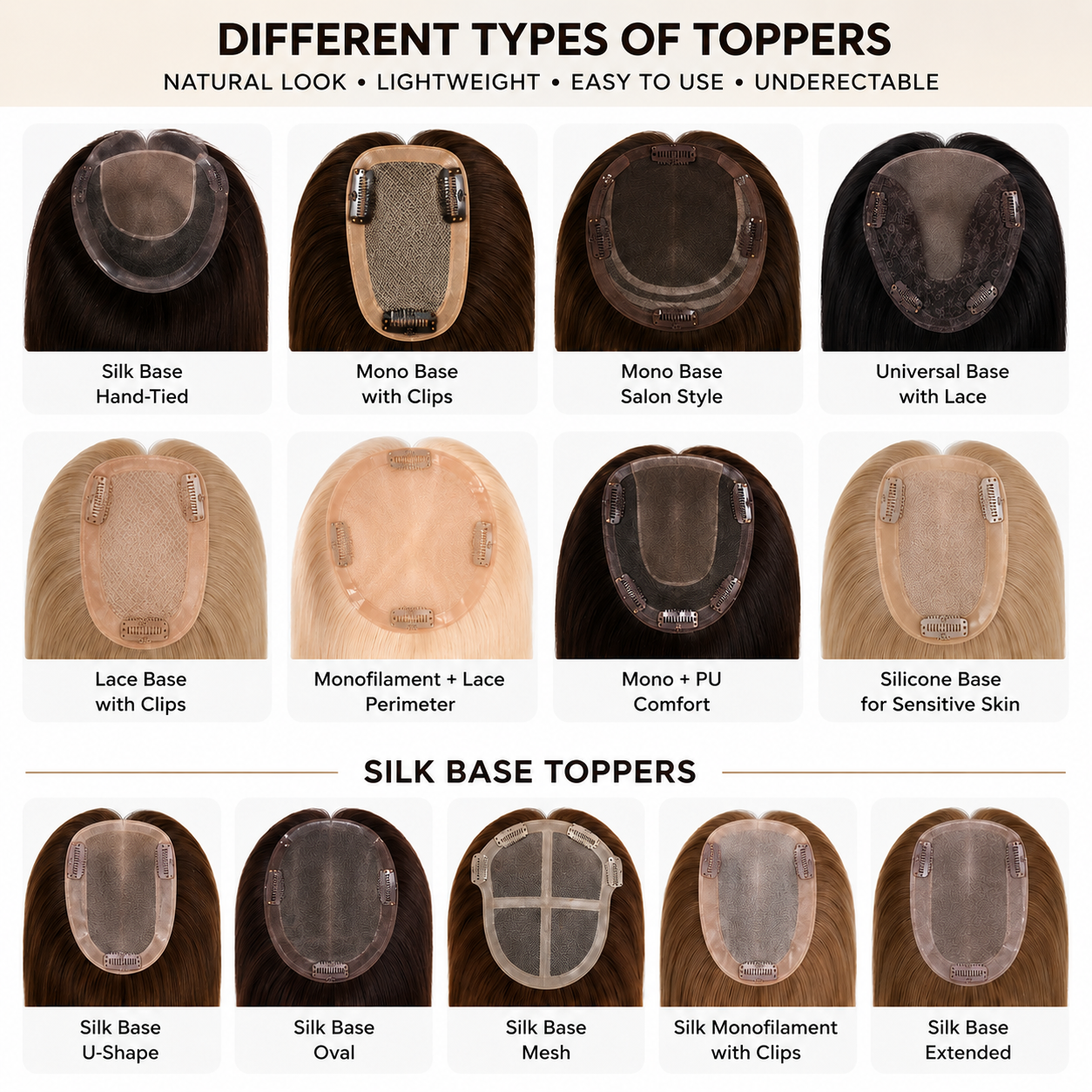 Human Hair Topper Styles and Base Options