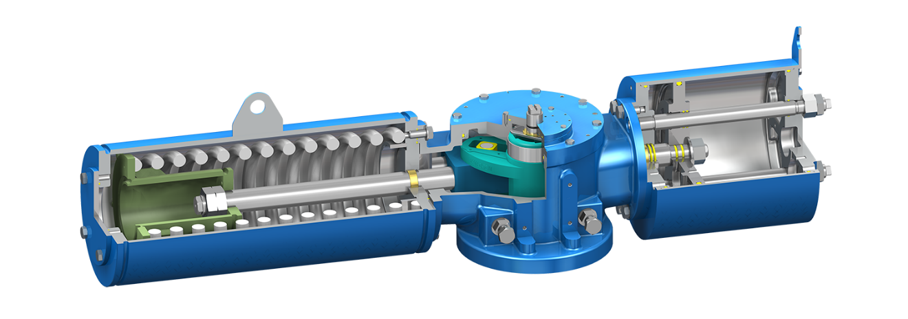 STARD GEARS YP Spring Return Scotch Yoke Actuator Cutaway For Fail Safe Selection STARD GEARS YP Spring Return Scotch Yoke Actuator Cutaway For Fail Safe Selection