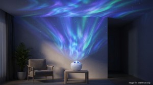 BL XK09 IV galaxy projector creating an indoor aurora lighting scene