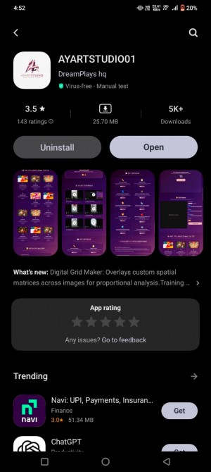 AYARTSTUDIO platform by Dreamplays HQ running on mobile