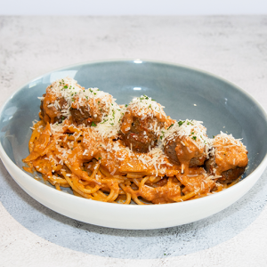 Student Cheesy Beef Meatball Pasta
