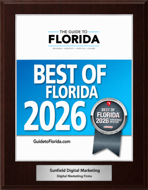 2026 Best of Florida Sunfield Digital Marketing Winner Plaque