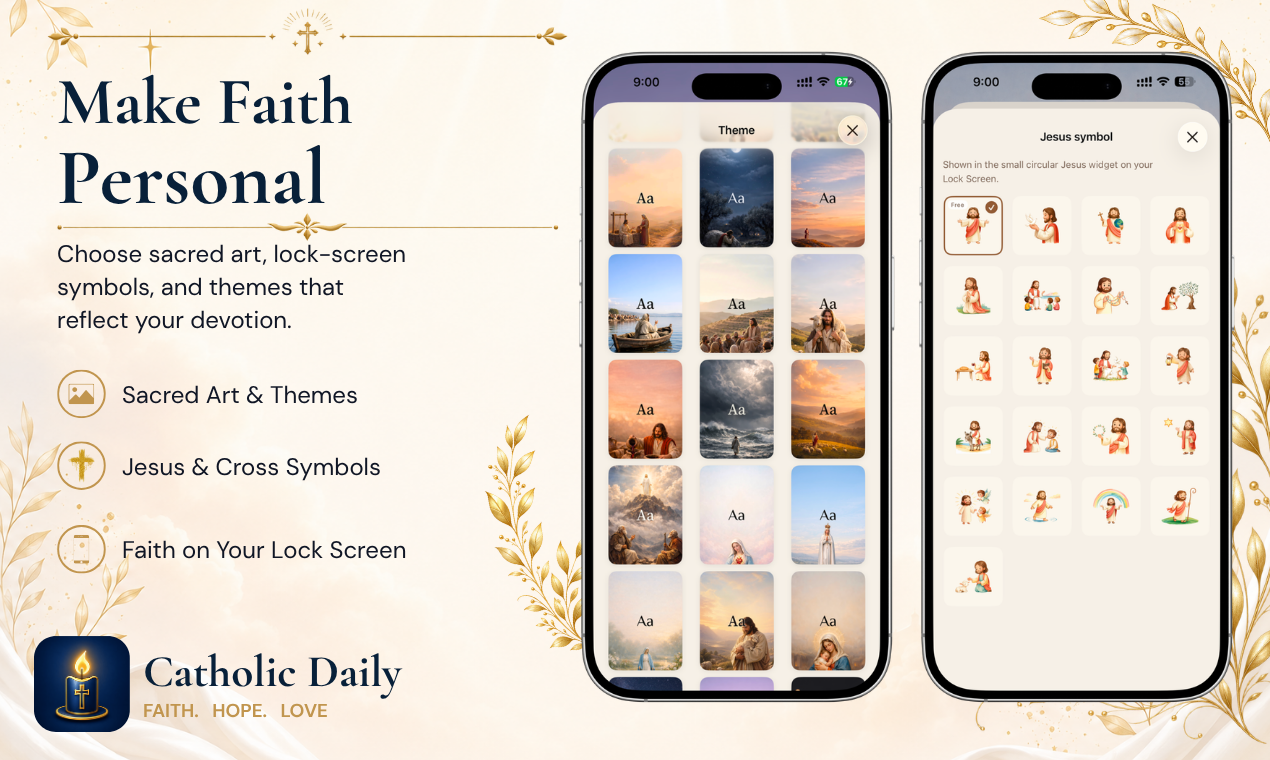 Personalize Catholic Daily with themes symbols and app icons