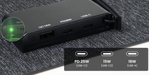 usbc triple port charging closeup