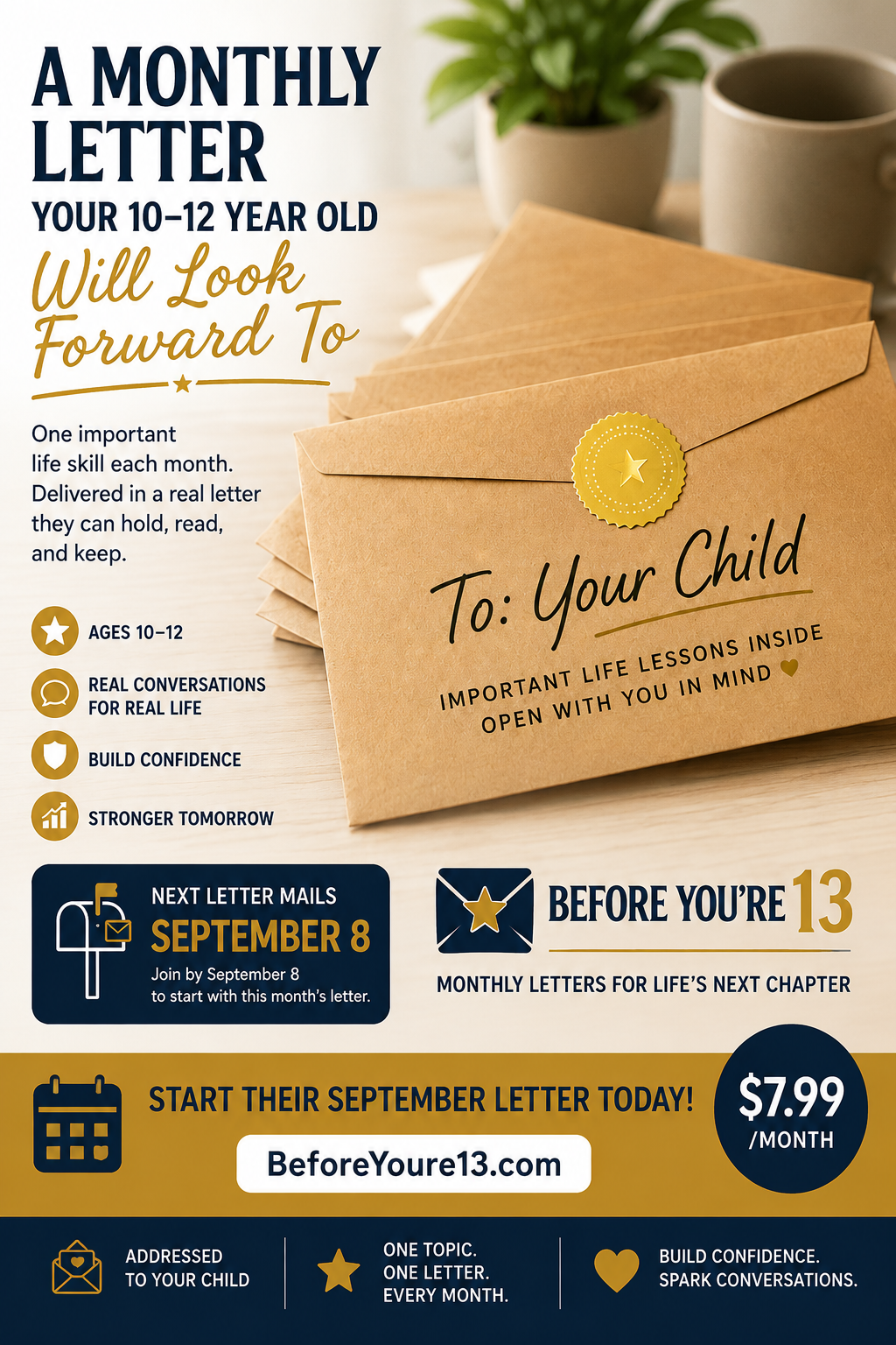 Practical life lesson to children ages 1012 through a monthly letter they can read