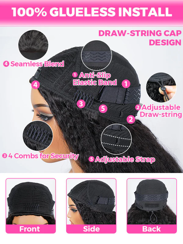 glueless half wig