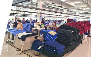 E SONG APPAREL Medical Uniform Factory Production Floor