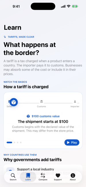 TariffTag Learn section: how a tariff is charged.