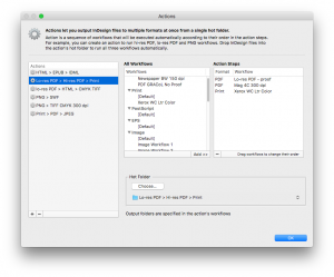 Action hot folders for multiple output destinations
