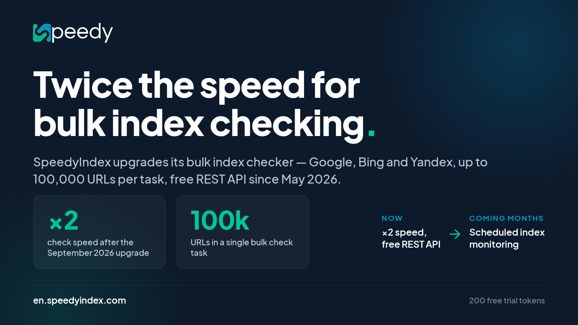 SpeedyIndex Doubles the Speed of Its Bulk Index Checker for Google, Bing and Yandex