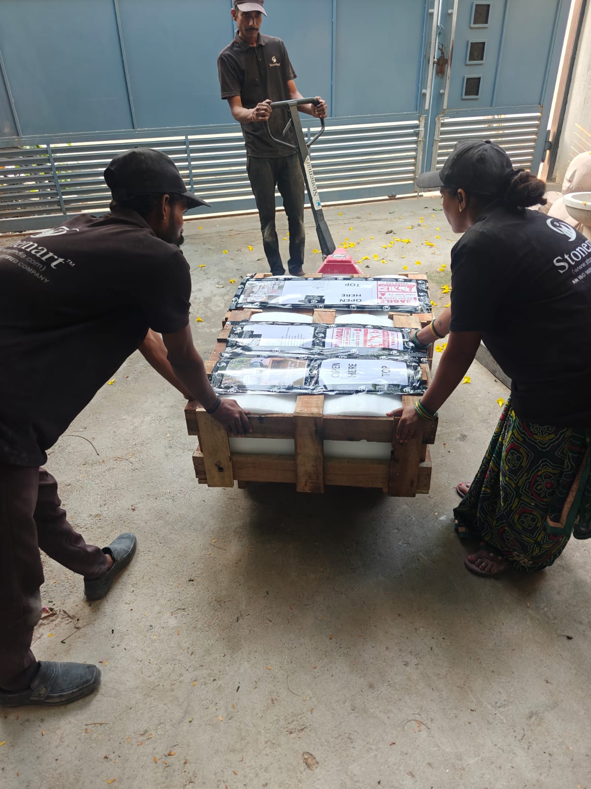 Stonemart team handling stone shipments ready for dispatch