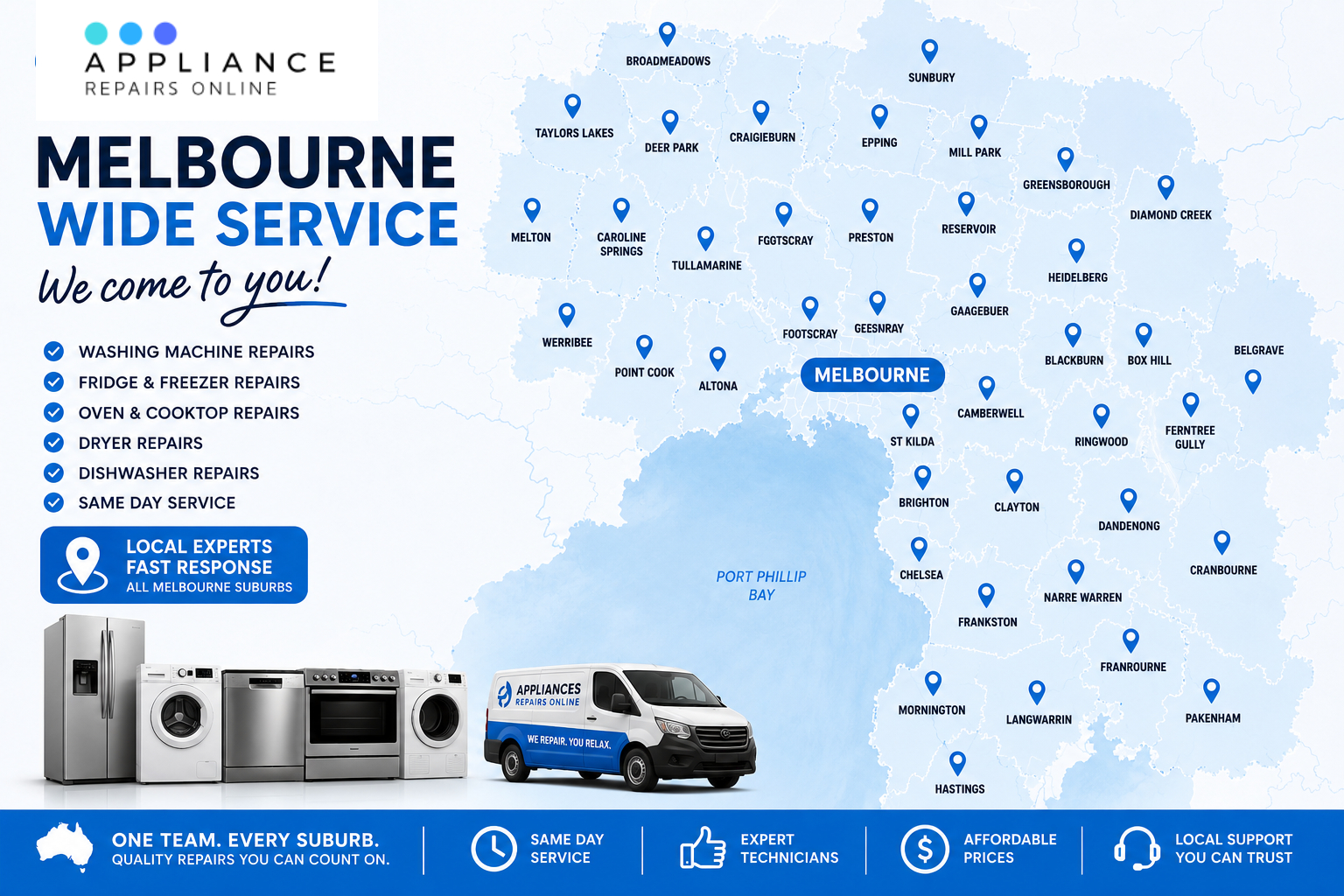Melbourne wide same day appliance repair