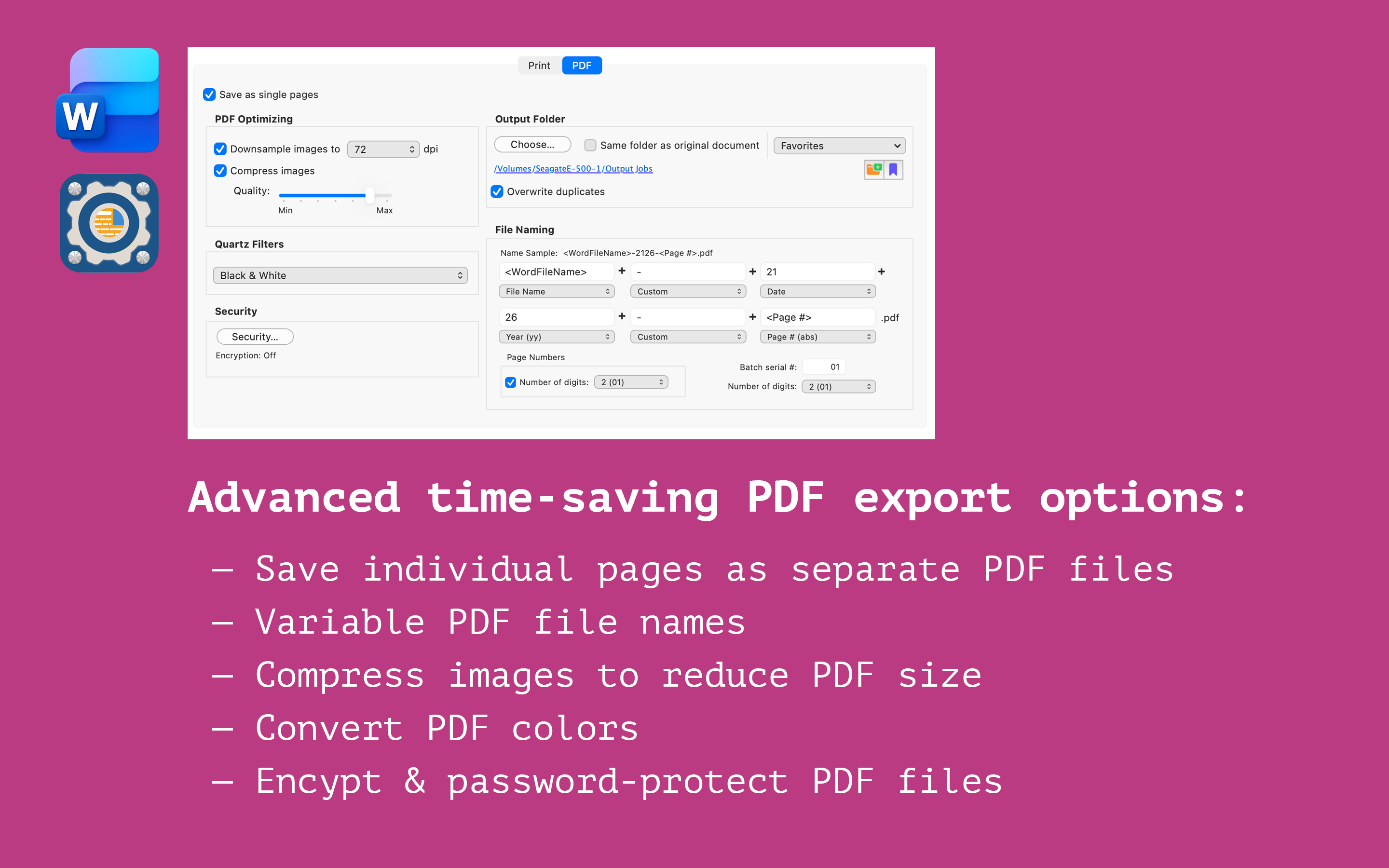 Advanced PDF export options for Word documents Advanced PDF export options for Word documents