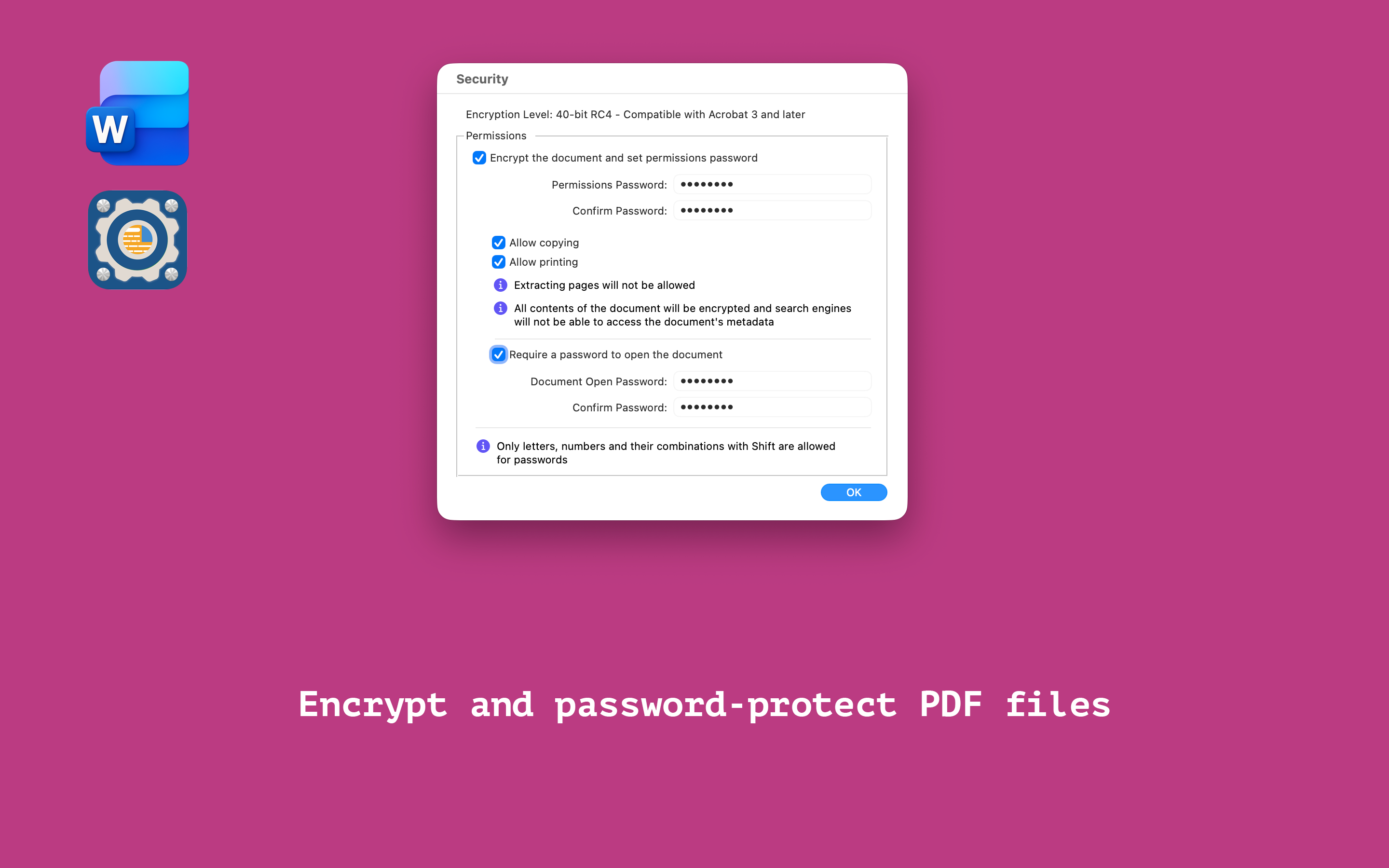 Encrypt and passwordprotect PDF created from Word Encrypt and passwordprotect PDF created from Word