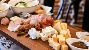 A curated selection of Wiesen jause (German cold cuts and cheeses)