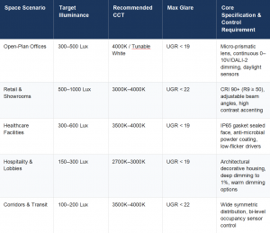 Typical Commercial Application & Photometric Reference Matrix