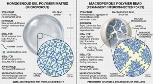 macroporous vs gel resin structure comparison