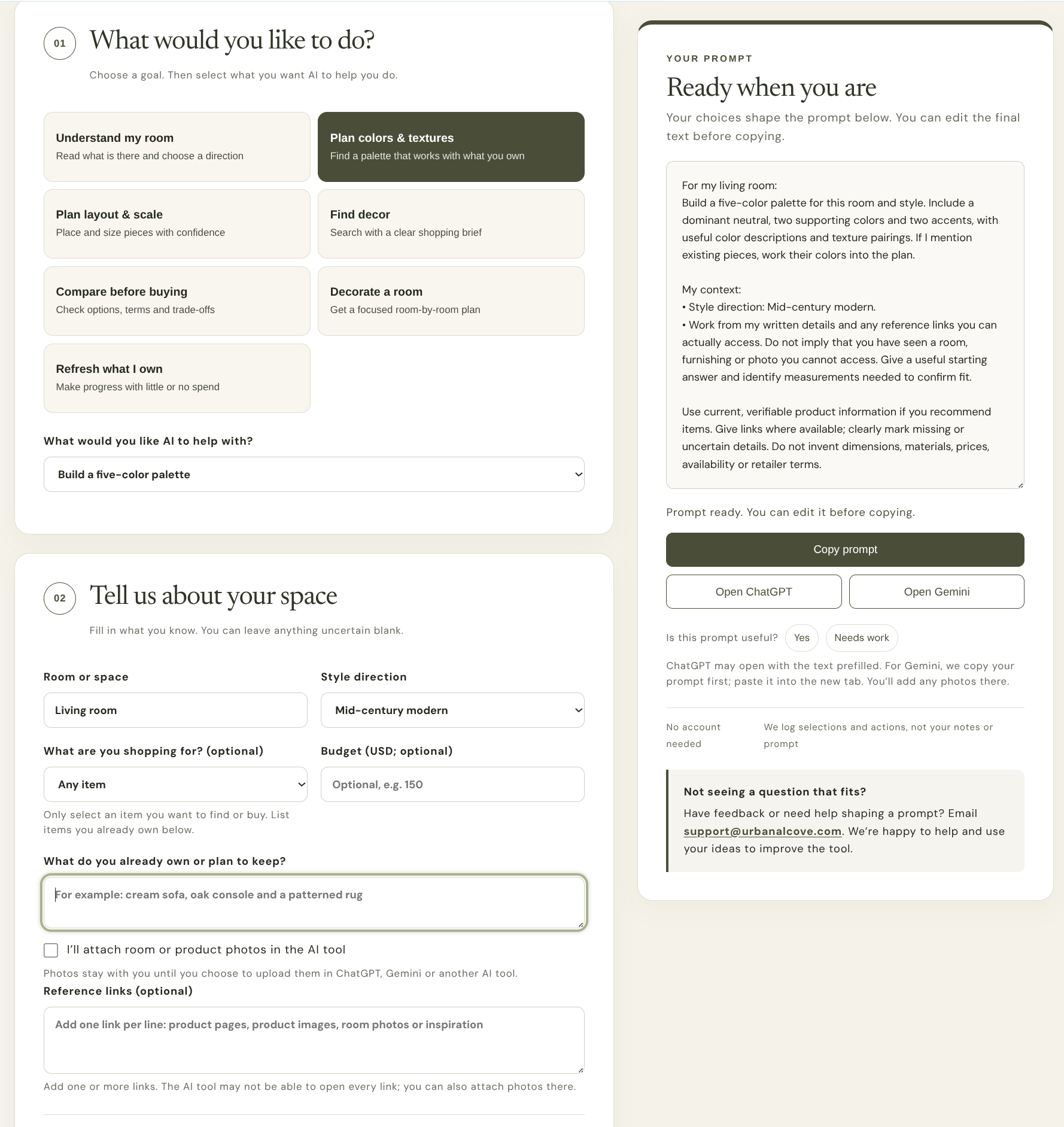 ai prompt builder home decor page ai prompt builder home decor page