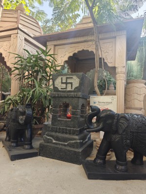 Stone Gazebo with a pair of elephants by Stonemart