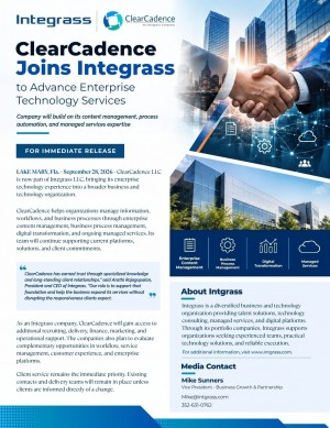 PR Release ClearCadence Joins Integrass to Advance Enterprise Technology Services LLC