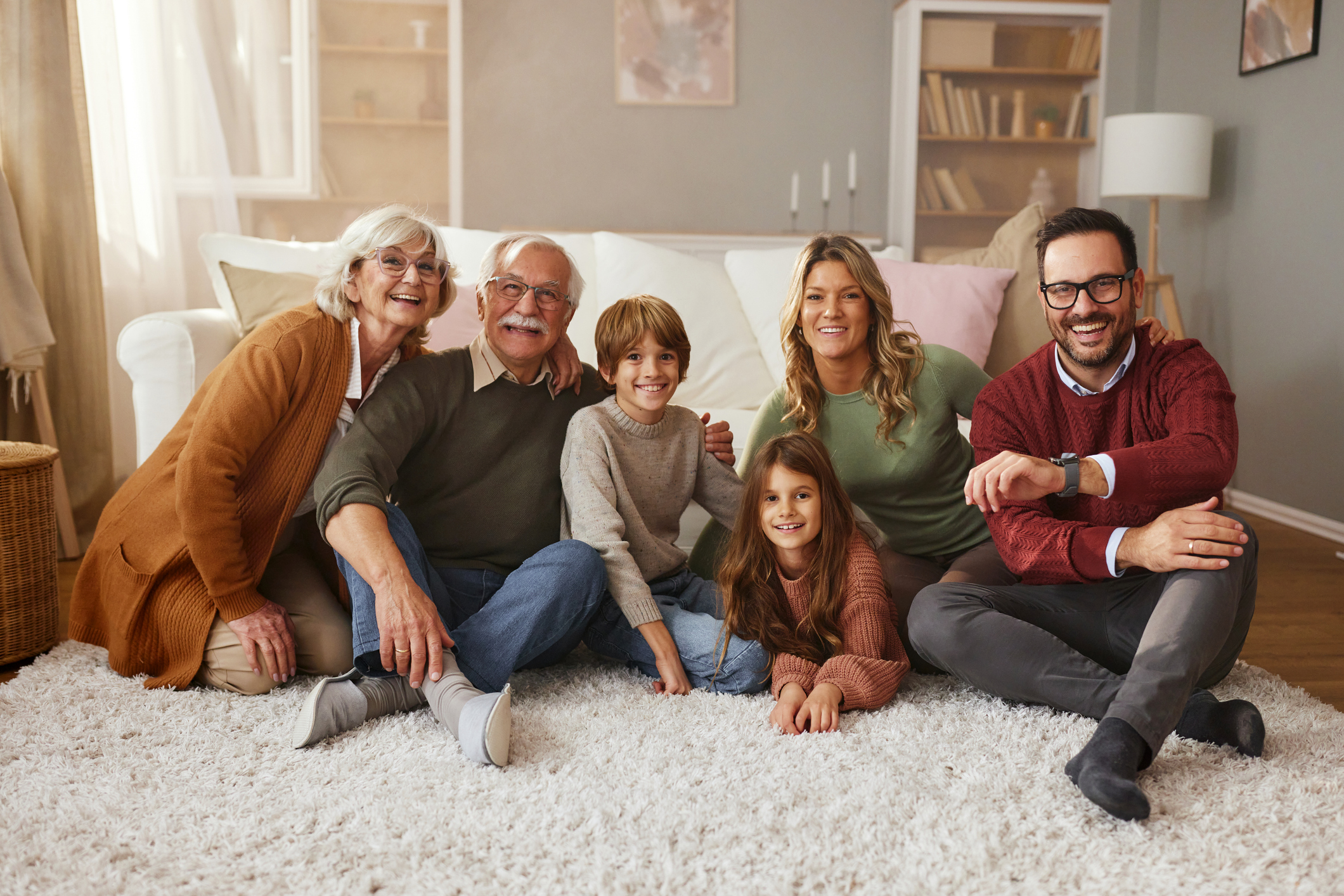 Adult children with senior parents as a happy family Adult children with senior parents as a happy family