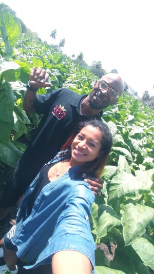 Lewis and Magaly Lowe in Dominican tobacco fields