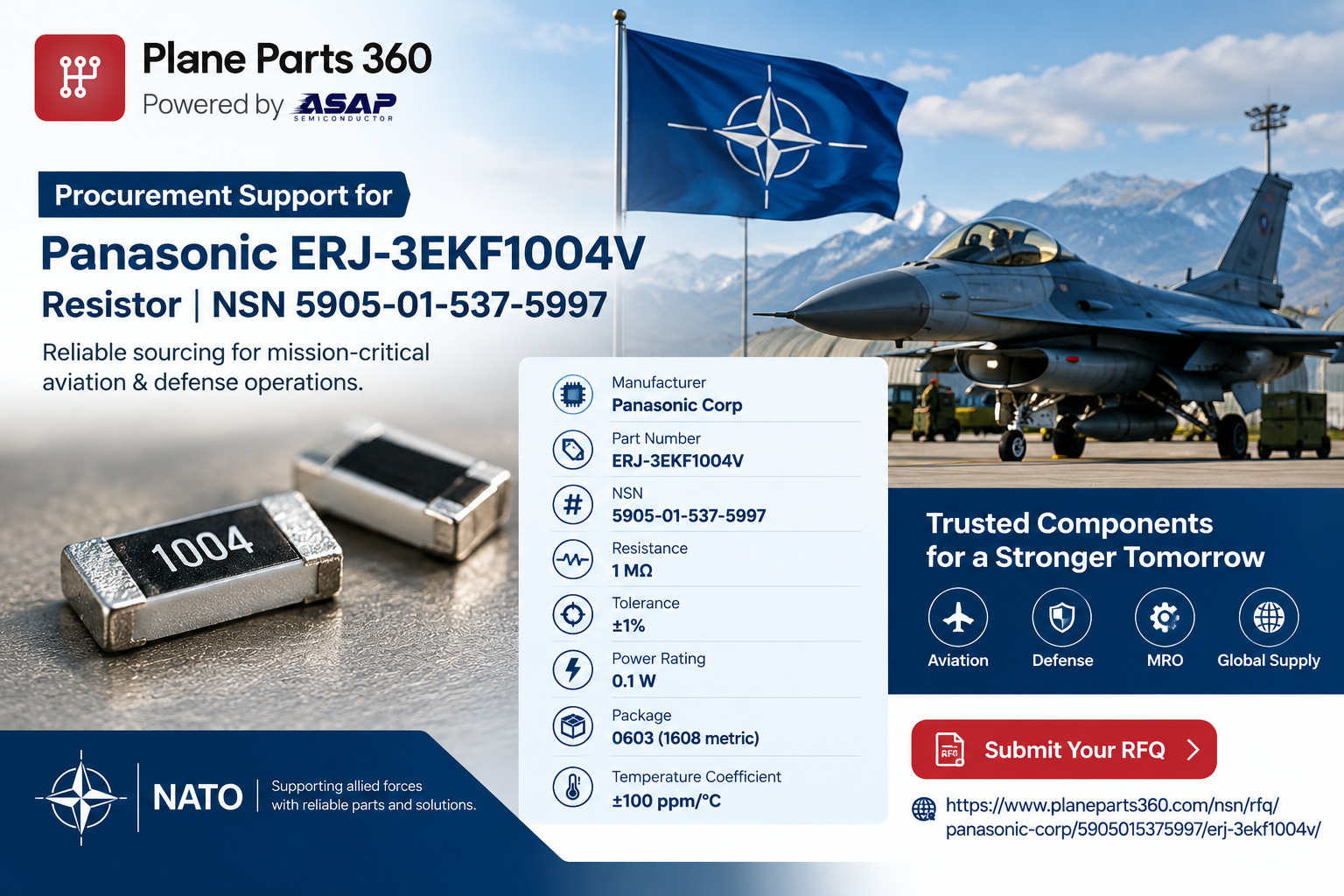 Plane Parts 360 Highlights RFQ Support for Panasonic ERJ-3EKF1004V Resistor