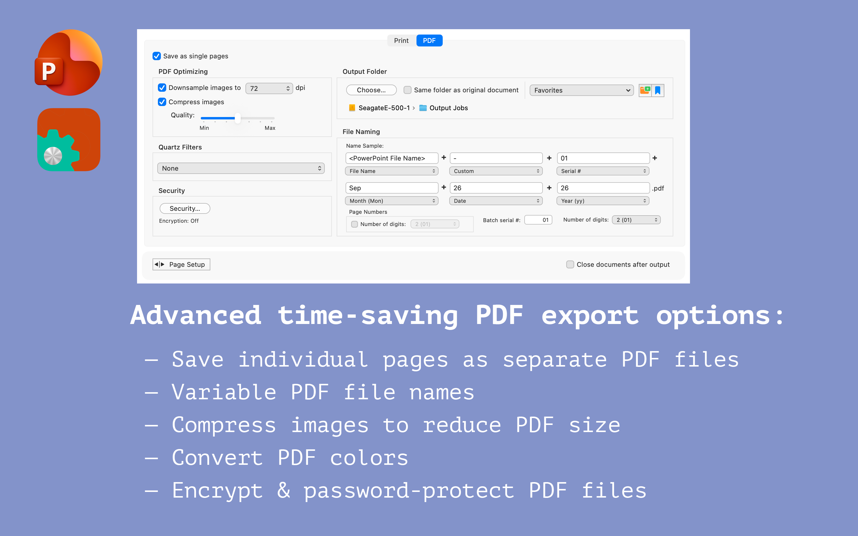 Advanced PDF export options Advanced PDF export options