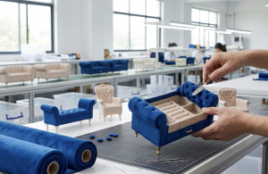 artisans_upholstering_miniature_sofa_frames