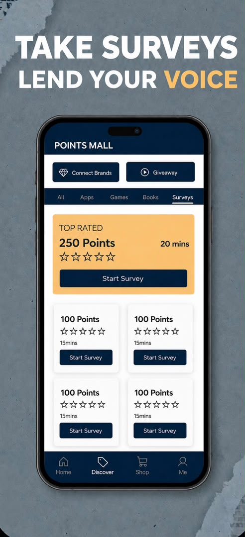Survey screen on the Newsspend Media app