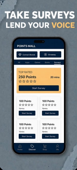 Survey screen on the Newsspend Media app