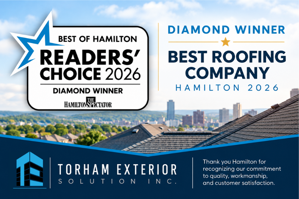 Torham Exterior Solutions Wins Diamond for Best Roofing Company in Hamilton 2026