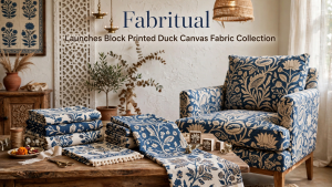 Fabritual’s blue floral duck canvas fabric adds timeless elegance to home décor.